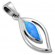 Synthetic Opal Drop Silver Pendant, p628